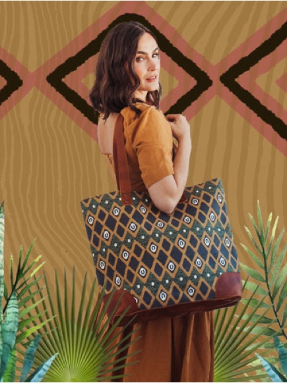 Nena & Co. & Shadé Akanbi Collab Prosperity Collection Canvas Market Tote Bag - Picture 3 of 7